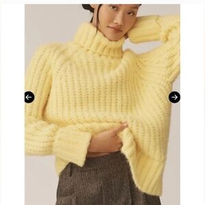 Cozy Yellow Turtleneck Sweater Pilcro by anthropologie Medium